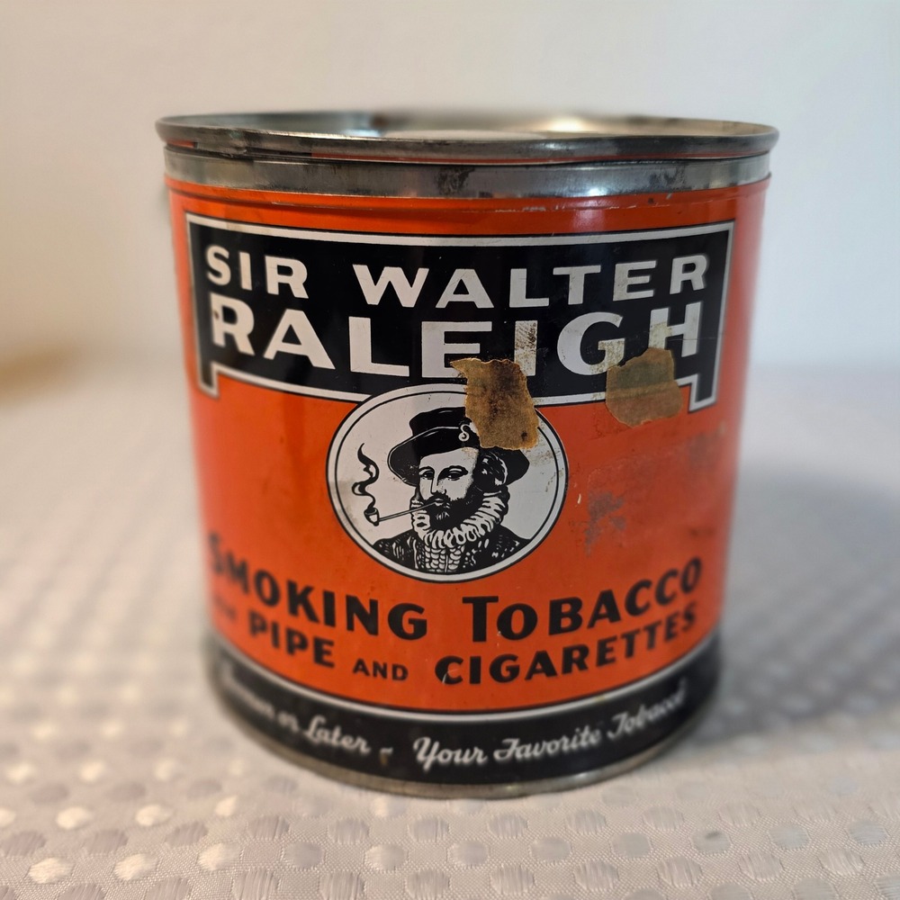 Vintage Sir Walter Raleigh Smoking Tobacco Tin Brown & Williamson 14oz Empty Can